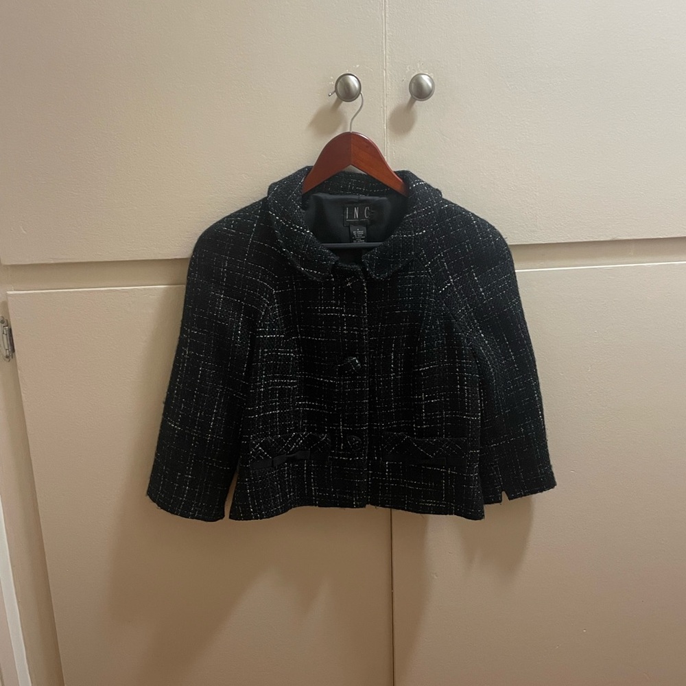 I.N.C. Women's Black Tweed Jacket (Size 4)